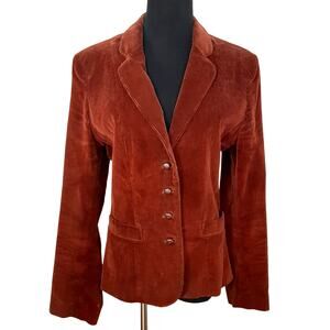 Vintage 80s Corduroy Blazer Button Front Rust Brown Womens S/M